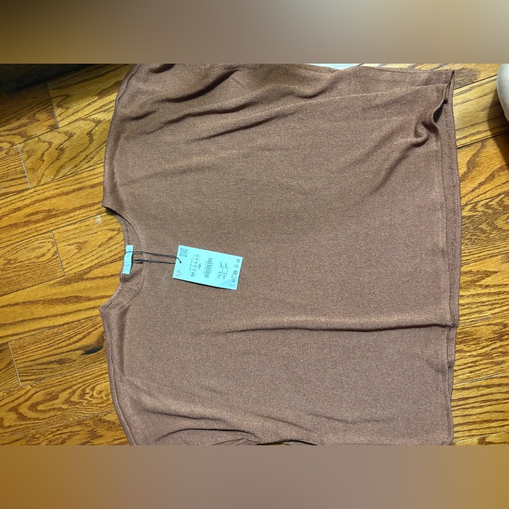 Zara copper stretch knit top.